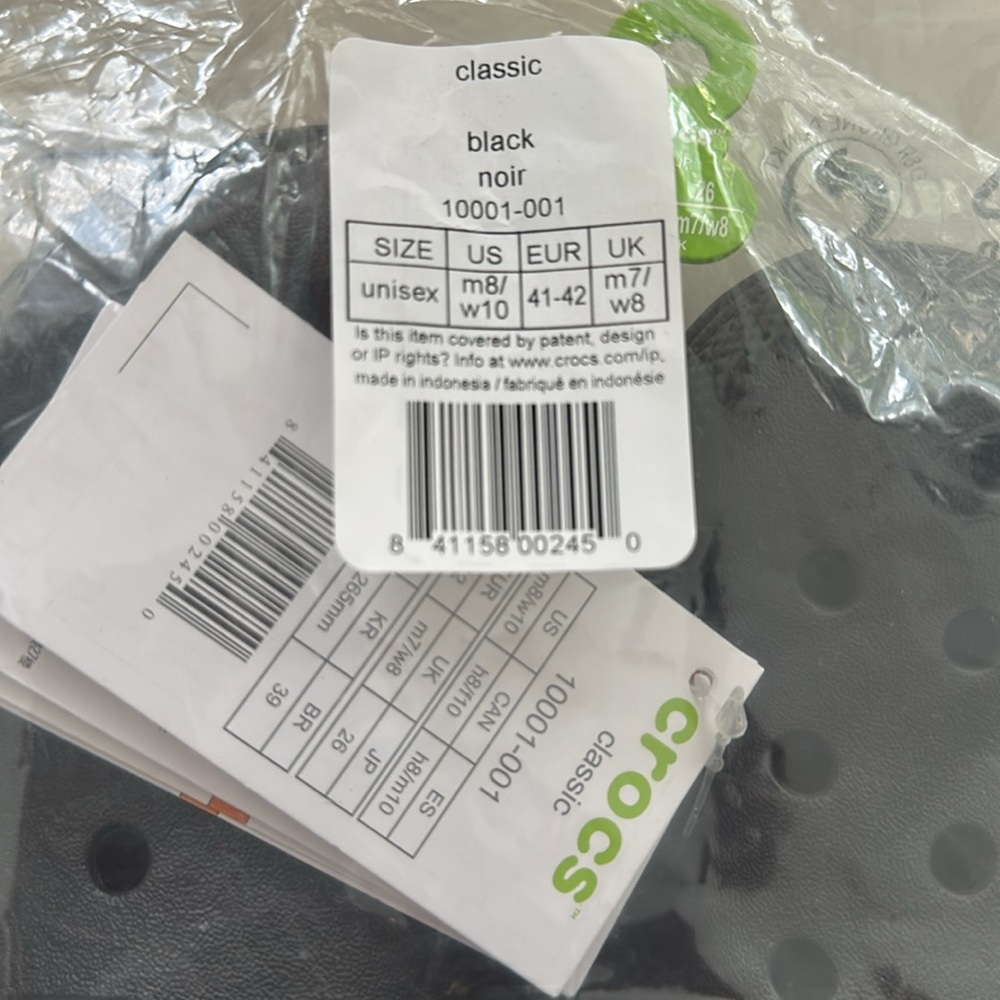 NWT Crocs Clogs Women's 10/ Men’s 8 Black Classic Comfort Lightweight Slip On - Picture 3 of 3